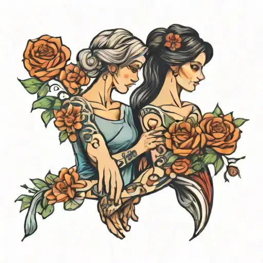 Mother And Daughter Holding Hands