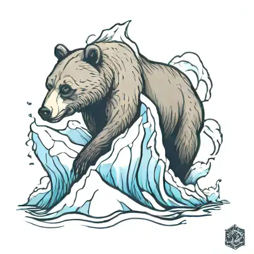 Bear Climbing An Iceberg