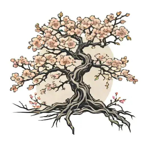 Sakura Tree From Back Over Shoulder Tattoo Design