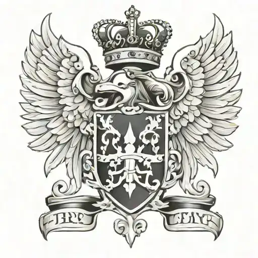 Family Crest Heraldry Crown Wings