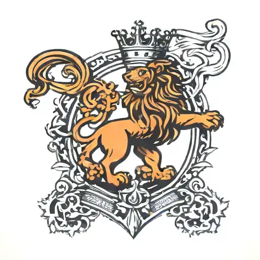 Family Crest Shield Lion Wearing A Crown Royalty Crest Heraldry