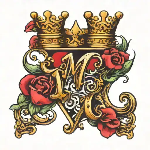 The Letter M With A Crown Of Hearts On Top