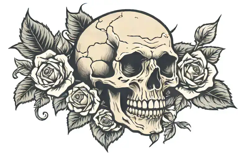 Old Timey Southern Skull And Roses