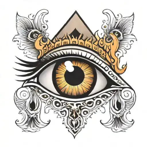 Sad Eye On Fire With A The Egyptian Symbol For Protection