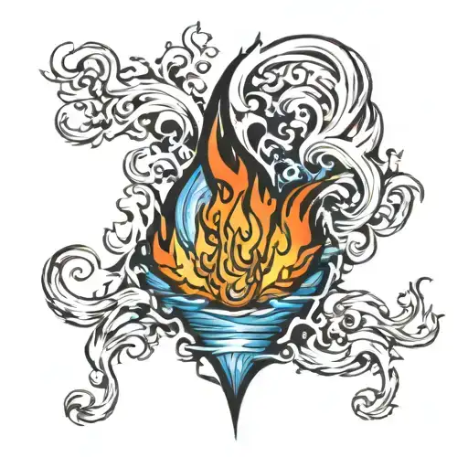 Water And Fire That Go On Side Of Neck