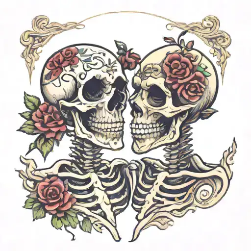 Skeleton Couple Kissing