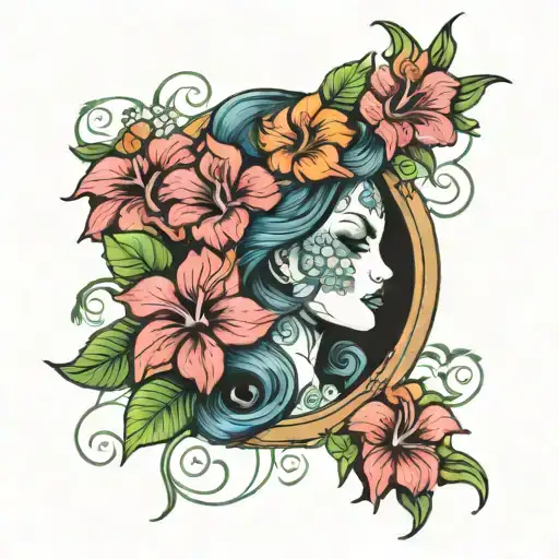 Mermaid Hibiscus Flowers Surrounding