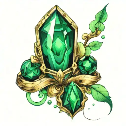 A Tattoo Design Of Green Malachite Crystal With A Glow Of Light Around It