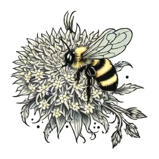 A Bee Flying Away From A Dandilion