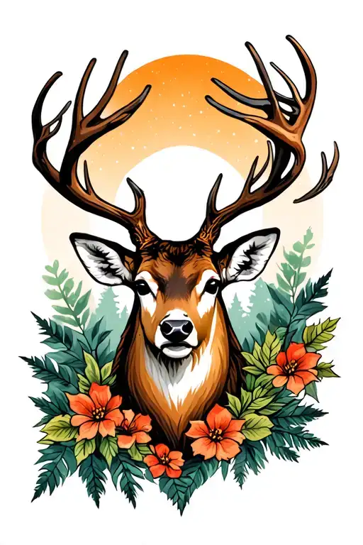 Forest And Deer Head