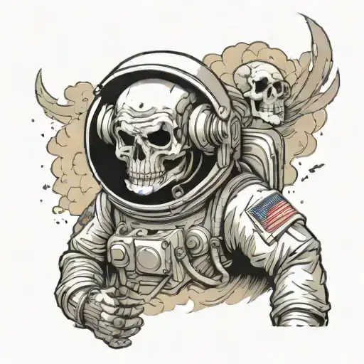 Astronaut With Skull As His Face