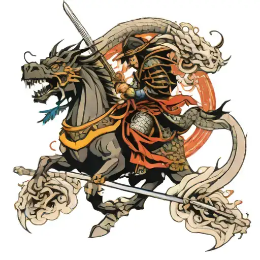 Samurai Warrior And Dragon