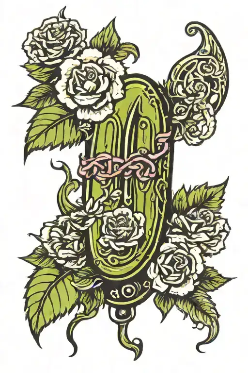 Pickle With Flowers And Aa Symbol Sober