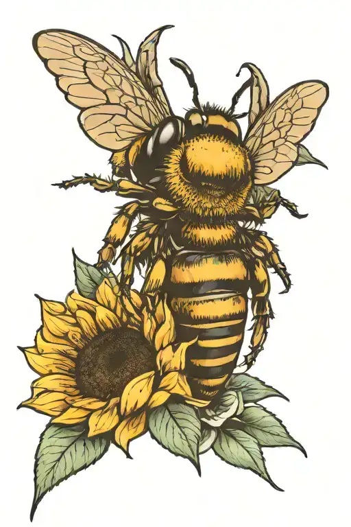 Honeybee Holding Key To Heart Sunflower