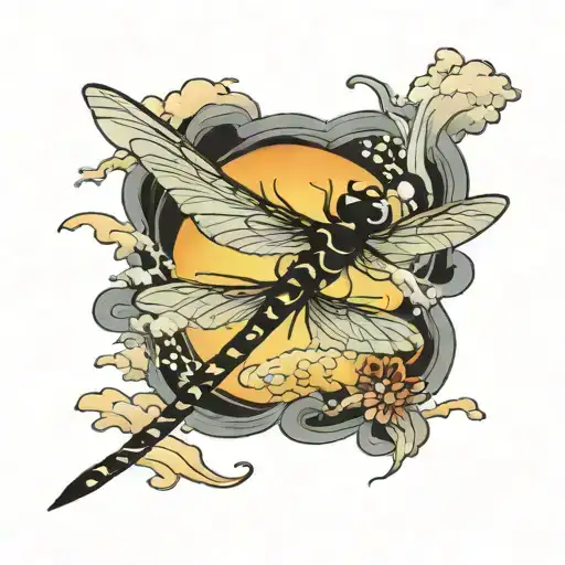 Japanese Dragon Flies Through A Thunderstorm