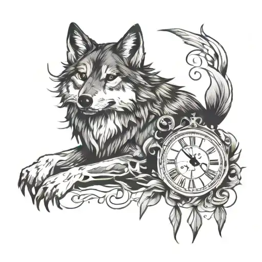 Wolf And Clock Hands