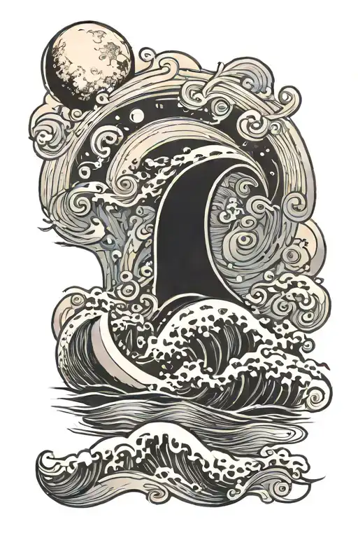 Moon Lit Beach With The Letter A In The Waves