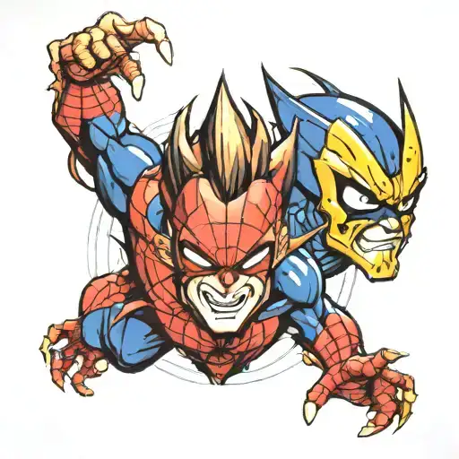 Cyclops Tattoo With Spiderman And Vegeta Super Sajayin On The Forearm