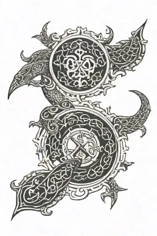 Midgard Serpent Shoulder Sleeve Nordic Runes With Vegvisir