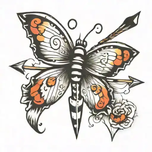Semicolon With Butterfly And Arrow Piercing