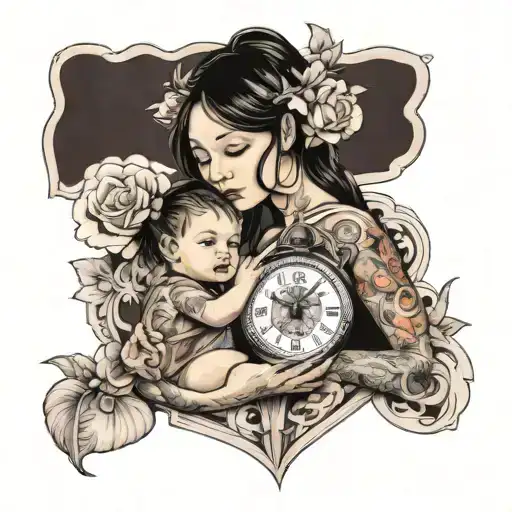 Mom Child Combine With Watch