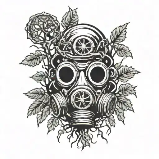 Tree With Gas Mask Hanging On The Branches