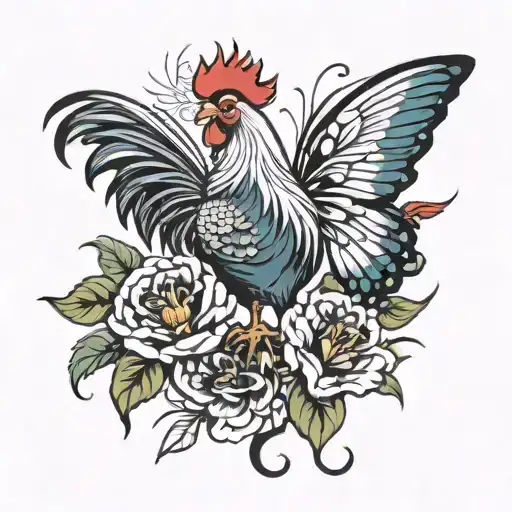 Rooster And Butterfly