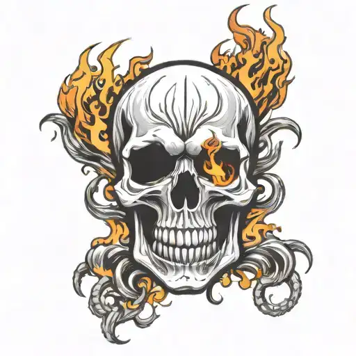 Skull With Fire Rising