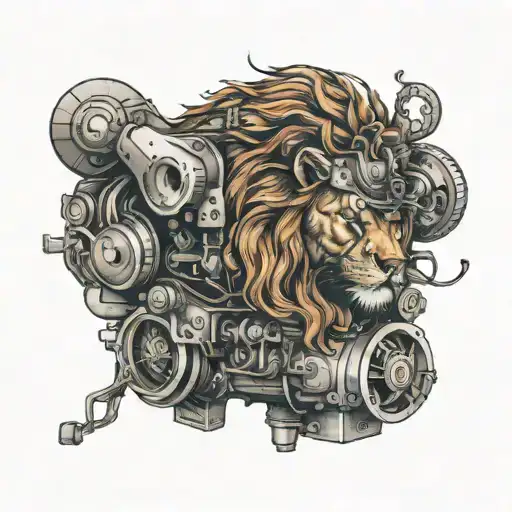 Lion Layin In Car Engine Parts