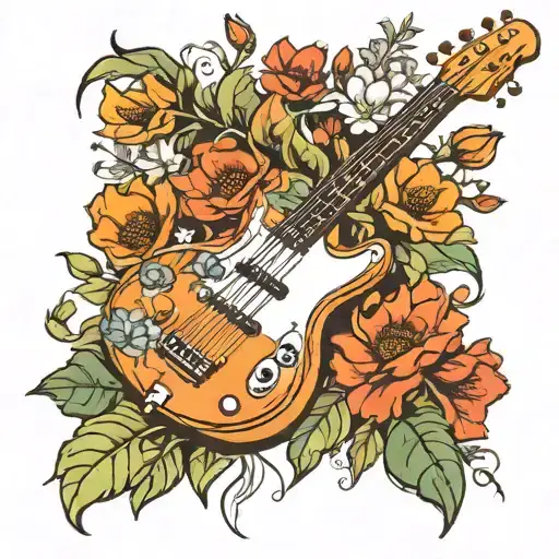 Bass Guitar With Wild Flowers