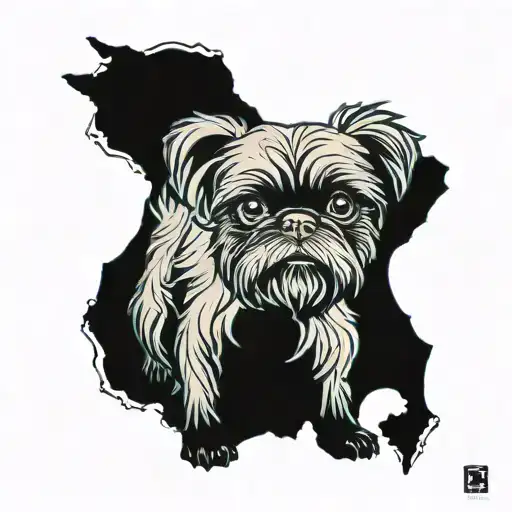 Brussels Griffon Dog Silhouette Mountain Range Surrounded