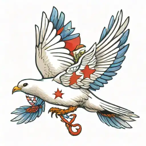 Dove Holding Small Lebanese Flag