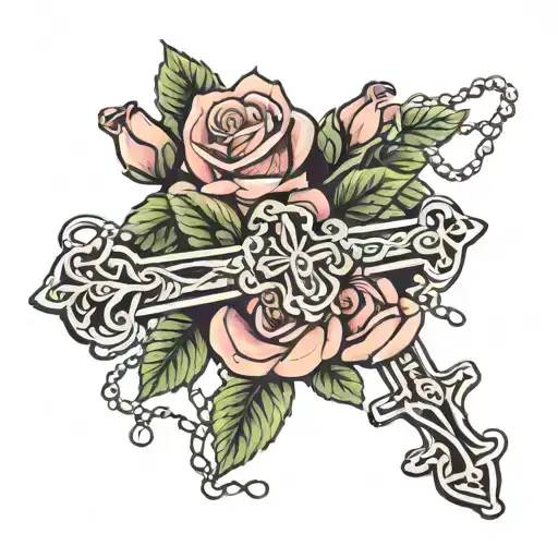 Roses Cross Rosary Beads