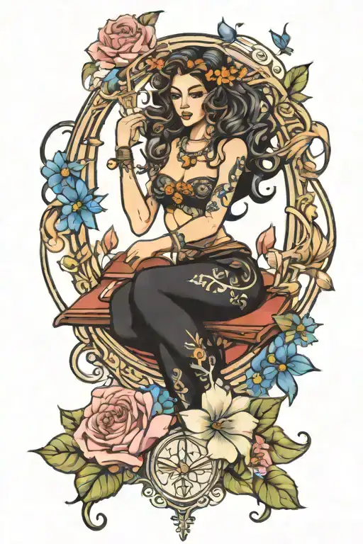 Libra Sign As A Fairy With Flowers Surrounding