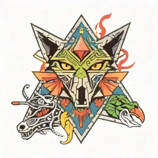 Legend Of Zelda Triforce And Wolf Link