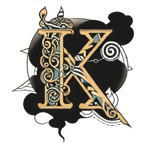 Letter X With Geometric And Dna Design