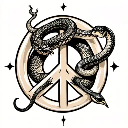 Snake Over Peace Symbol Combined