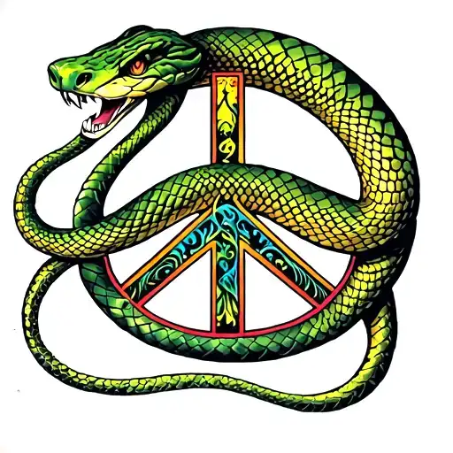 Snake Over Peace Symbol Combined