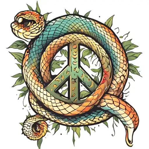 Snake Over Peace Symbol Combined