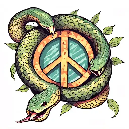 Snake Over Peace Symbol Combined