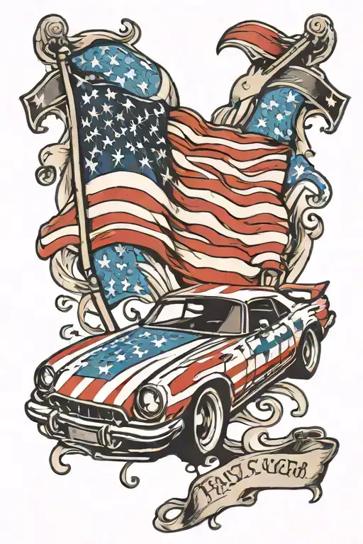 Fast Car American Flag Intertwined