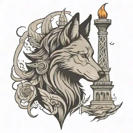 Wolf And The Statue Of Liberty