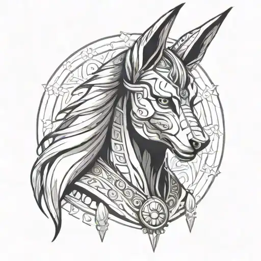 Draw Me A Sketch For Anubis Tattoo So That It Is Scary On The Shoulder