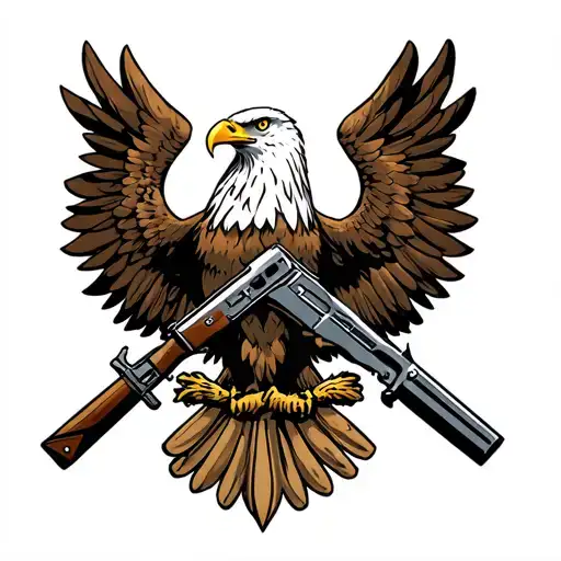 Eagle With M1 Garand And Bayonet Knife Tucked