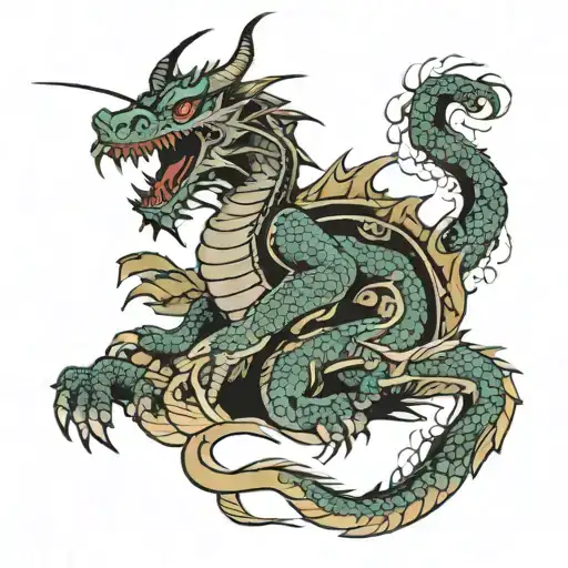 Background Dragon And A Samurai