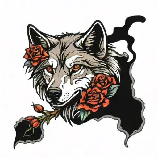 Wolf And Roses Wrapped