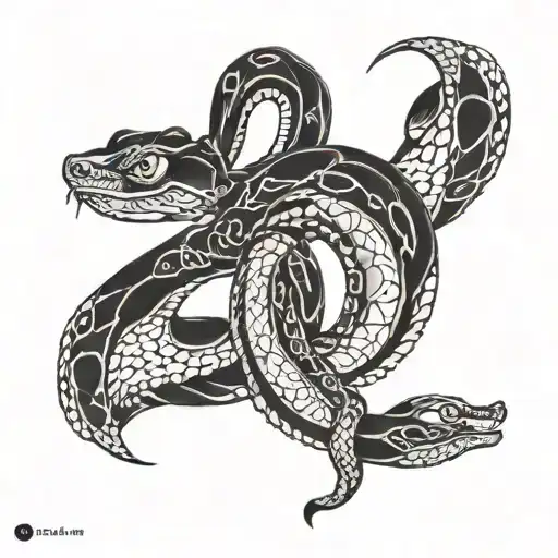 Spine Tattoo Snake Moon Merging Together