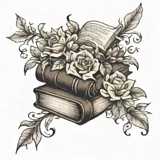 Book And Flowers Intertwined