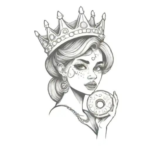 A Girl With A Crown And A Donut