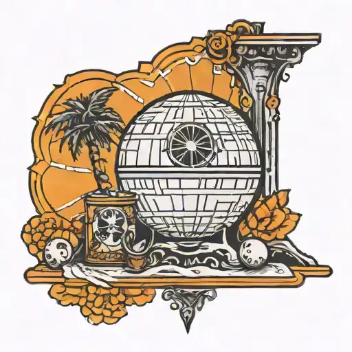 Death Star Tarot Card Tattoo Fine Line